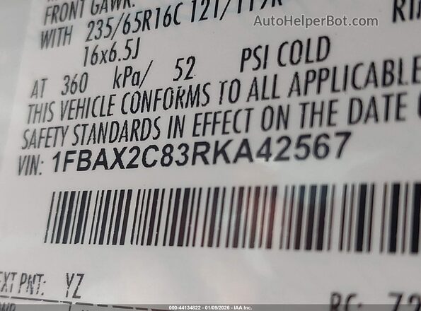 1FBAX2C83RKA42567 2024 FORD PASSENGER White Engine compartment view