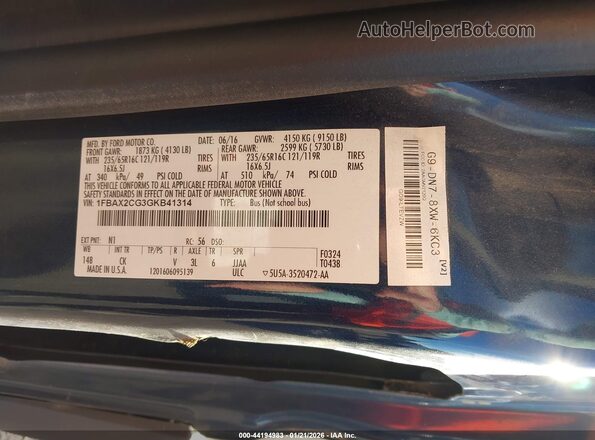 1FBAX2CG3GKB41314 2016 FORD TRANSIT-350 Blue Engine compartment view