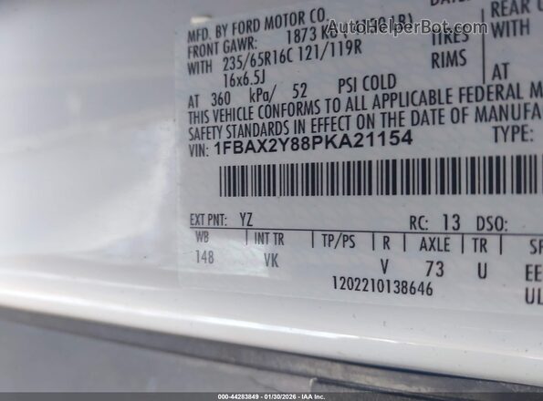 1FBAX2Y88PKA21154 2023 FORD PASSENGER White Engine compartment view