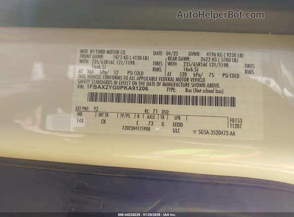 1FBAX2YG0PKA91206 2023 FORD PASSENGER White ძრავის განყოფილების ხედი