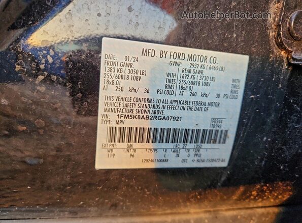 1FM5K8AB2RGA07921 2024 FORD FORD EXPLORER Black 360 interior view