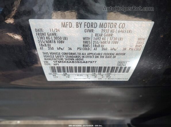 1FM5K8AB3SGA87977 2025 FORD POLICE INTERCEPTOR Черный Вид подкапотного пространства