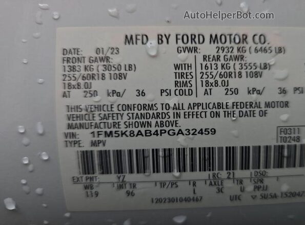1FM5K8AB4PGA32459 2023 FORD POLICE INTERCEPTOR  