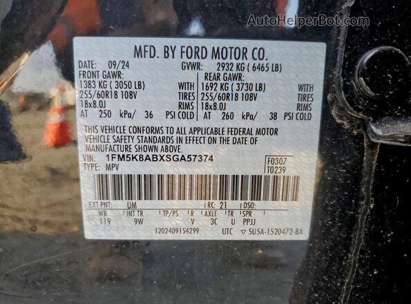 1FM5K8ABXSGA57374 2025 FORD FORD EXPLORER Black Vista del compartimento del motor