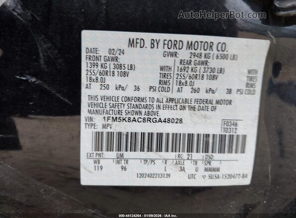 1FM5K8AC8RGA48028 2024 FORD POLICE INTERCEPTOR Черный Вид подкапотного пространства