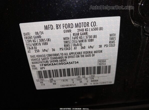 1FM5K8AC9SGA54734 2025 FORD POLICE INTERCEPTOR Black Շարժիչի բաժամունքի տեսք