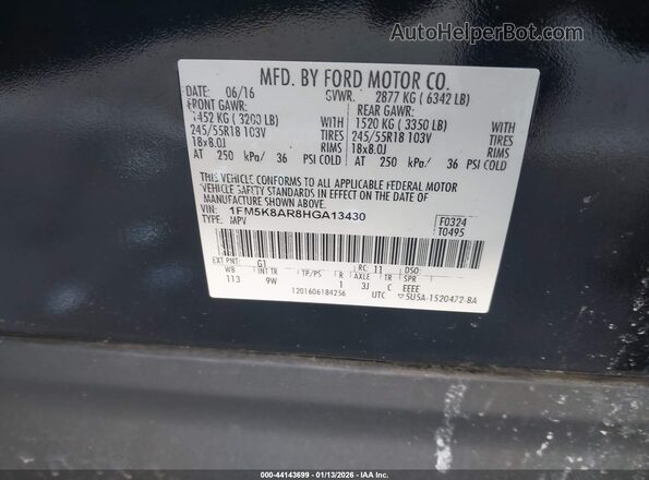1FM5K8AR8HGA13430 2017 FORD UTILITY POLICE INTERCEPTOR Black Engine compartment view