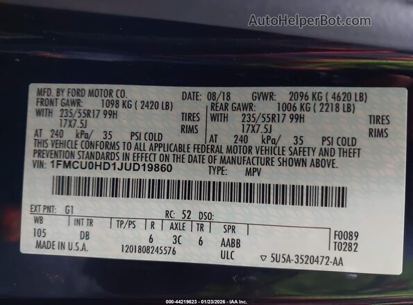 1FMCU0HD1JUD19860 2018 FORD ESCAPE Черный Вид подкапотного пространства