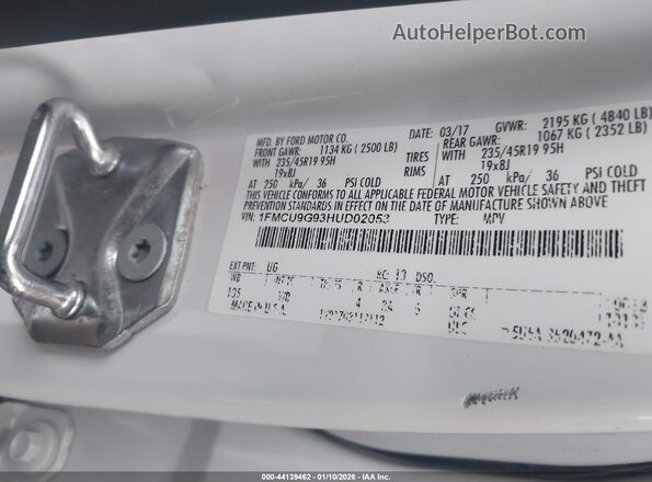 1FMCU9G93HUD02053 2017 FORD ESCAPE White Engine compartment view