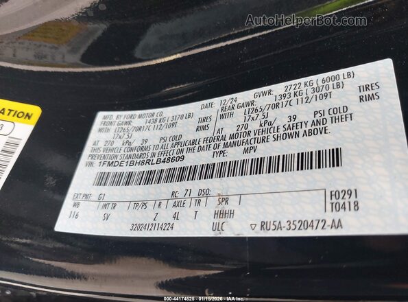 1FMDE1BH8RLB48609 2024 FORD BRONCO Black Շարժիչի բաժամունքի տեսք