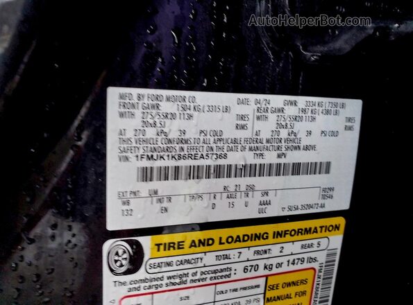 1FMJK1K86REA57368 2024 FORD EXPEDITION Black Vista del compartimento del motor