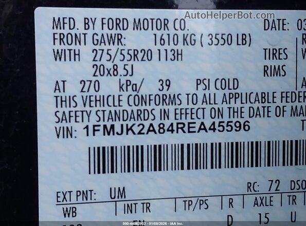 1FMJK2A84REA45596 2024 FORD EXPEDITION Black Vista del compartimento del motor