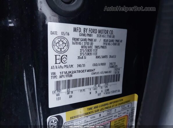 1FMJK2AT8GEF46847 2016 FORD EXPEDITION MAX Black Engine compartment view