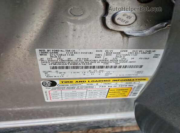 1FMJK2ATXMEA18366 2021 FORD EXPEDITION Silver VIN კოდის სტიკერის ხედი