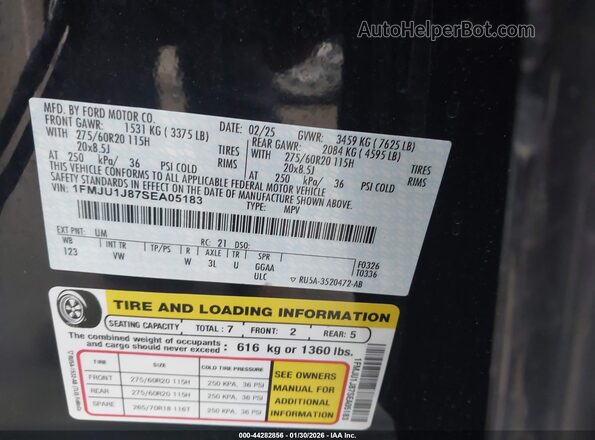 1FMJU1J87SEA05183 2025 FORD EXPEDITION Black Engine compartment view