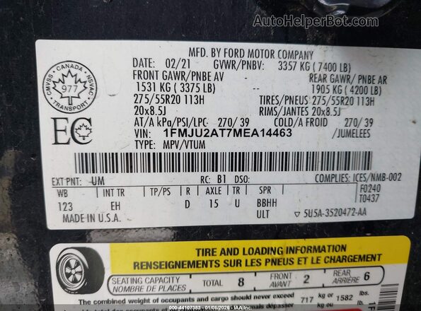 1FMJU2AT7MEA14463 2021 FORD EXPEDITION Black 