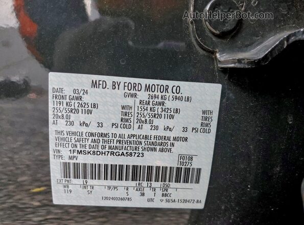 1FMSK8DH7RGA58723 2024 FORD FORD EXPLORER Green VIN կոդի պիտակի տեսք