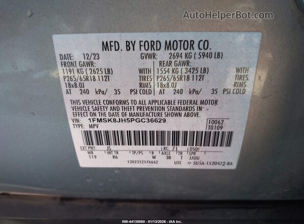 1FMSK8JH5PGC36629 2023 FORD FORD EXPLORER Silver Engine compartment view
