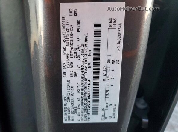 1FT7W2BT0MEC51464 2021 FORD F250 Серый 