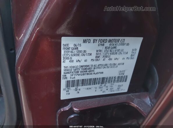 1FT7W2BT8GEA20798 2016 FORD F-250 Maroon Вид підкапотного простору