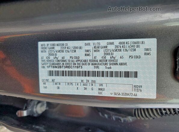 1FT8W2BT3REC11973 2024 FORD F250 Gray ძრავის განყოფილების ხედი