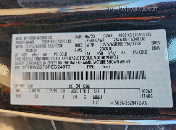 1FT8W2BT8PED24072 2023 FORD F250 Black Շարժիչի բաժամունքի տեսք