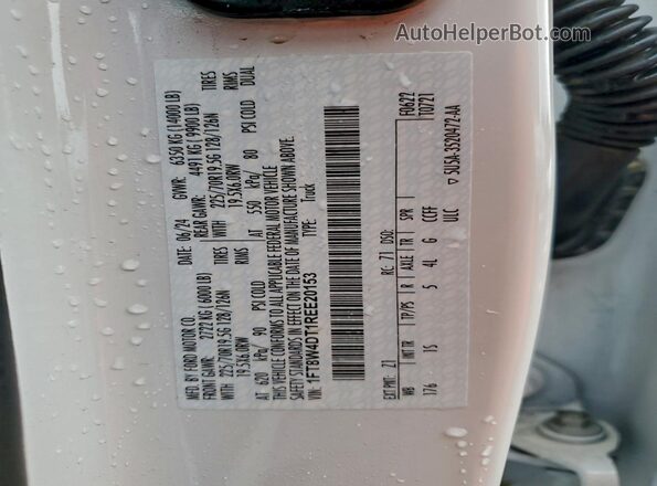 1FT8W4DT1REE20153 2024 FORD F450 White VIN კოდის სტიკერის ხედი