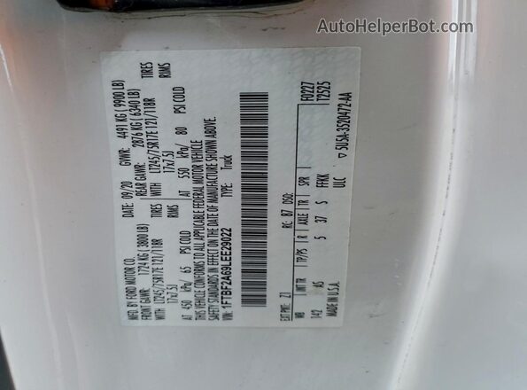 1FTBF2A69LEE29022 2020 FORD F250 White Vista del compartimento del motor