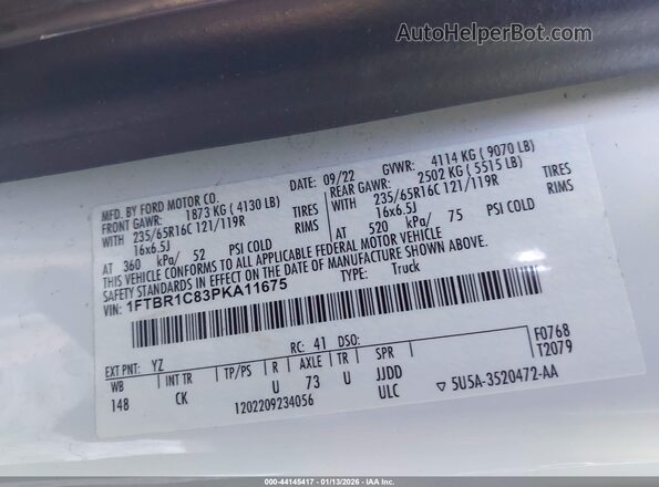 1FTBR1C83PKA11675 2023 FORD TRANSIT-250 White 