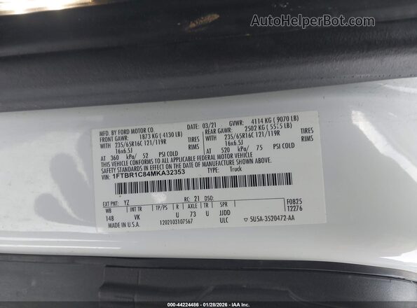 1FTBR1C84MKA32353 2021 FORD TRANSIT-250 White ძრავის განყოფილების ხედი