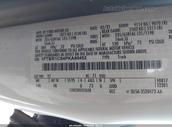 1FTBR1C84PKA90452 2023 FORD TRANSIT-250 Белый Вид подкапотного пространства