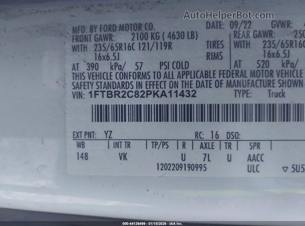 1FTBR2C82PKA11432 2023 FORD TRANSIT-250 White Widok komory silnika