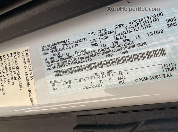 1FTBR2C83RKA26170 2024 FORD TRANSIT-250  Vista frontal
