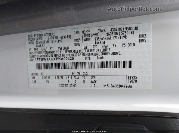 1FTBW1XGXPKA90420 2023 FORD TRANSIT-350 White ძრავის განყოფილების ხედი