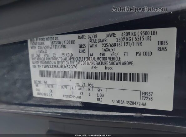 1FTBW2ZM8JKA52376 2018 FORD TRANSIT-350 Black 