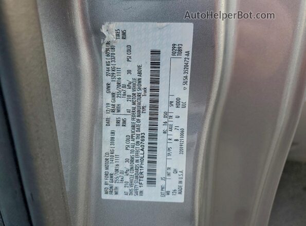 1FTER1FH0LLA07693 2020 FORD RANG Silver Widok naklejki z numerem VIN