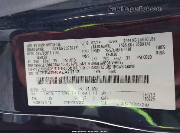 1FTER4EH0KLA73713 2019 FORD RANG Black Engine compartment view