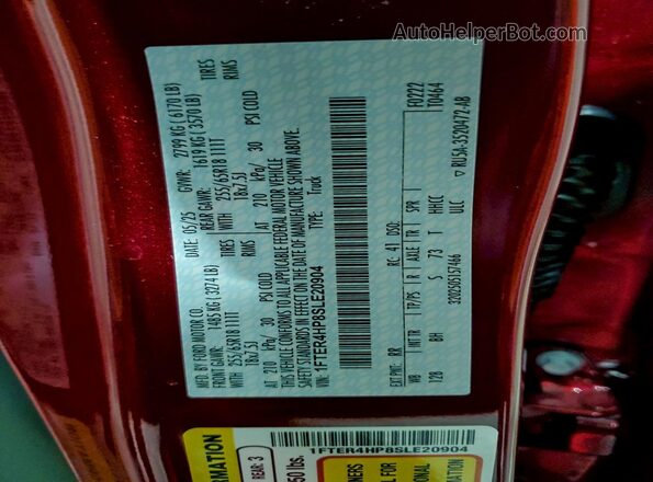 1FTER4HP8SLE20904 2025 FORD RANG Red Engine compartment view
