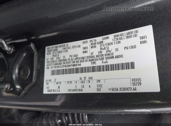 1FTEW1CF8GKF88514 2016 FORD F150 Gray Engine compartment view