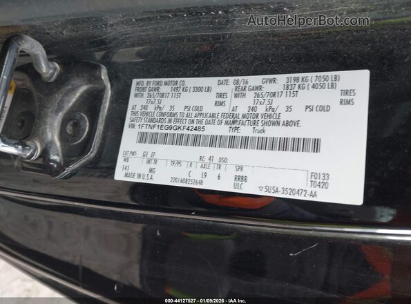 1FTNF1EG9GKF42485 2016 FORD F150 Black Շարժիչի բաժամունքի տեսք