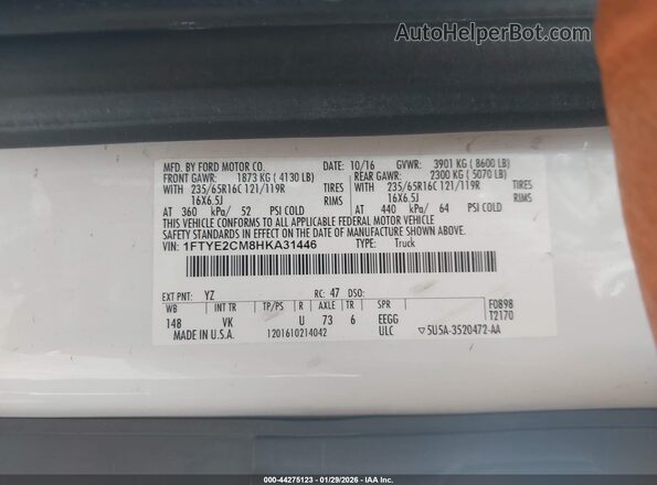 1FTYE2CM8HKA31446 2017 FORD TRANSIT-150 White Engine compartment view