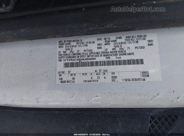 1FTYR2CM5HKA04080 2017 FORD TRANSIT-250 White 