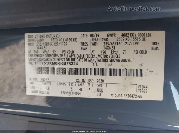 1FTYR3XM0KKB78324 2019 FORD TRANSIT-250 Blue ძრავის განყოფილების ხედი