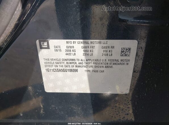 1G11C5SA5GU106096 2016 CHEVROLET MALIBU Gray Vista del compartimento del motor