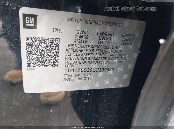 1G11Z5S30LU109630 2020 CHEVROLET IMPALA Black ძრავის განყოფილების ხედი