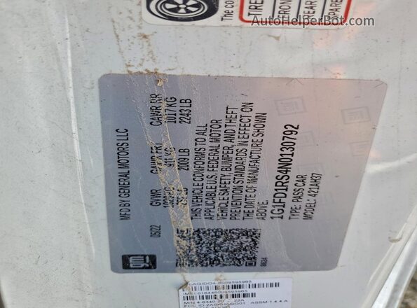 1G1FD1RS4N0130792 2022 CHEVROLET CAMARO White Вид підкапотного простору