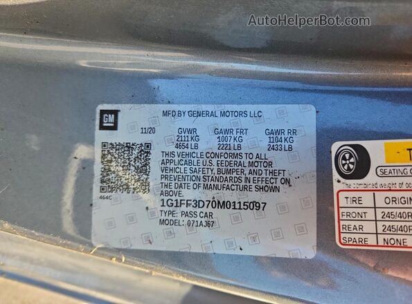 1G1FF3D70M0115097 2021 CHEVROLET CAMARO Gray Widok komory silnika