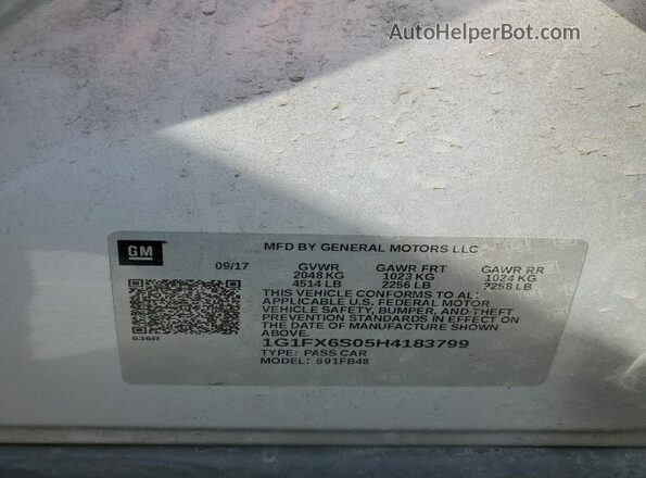 1G1FX6S05H4183799 2017 CHEVROLET BOLT Silver 