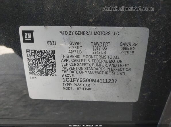 1G1FY6S00M4111237 2021 CHEVROLET BOLT Gray Engine compartment view