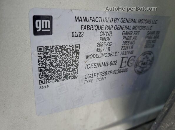 1G1FY6S07P4136446 2023 CHEVROLET BOLT Silver Панорамний вид салону 360°